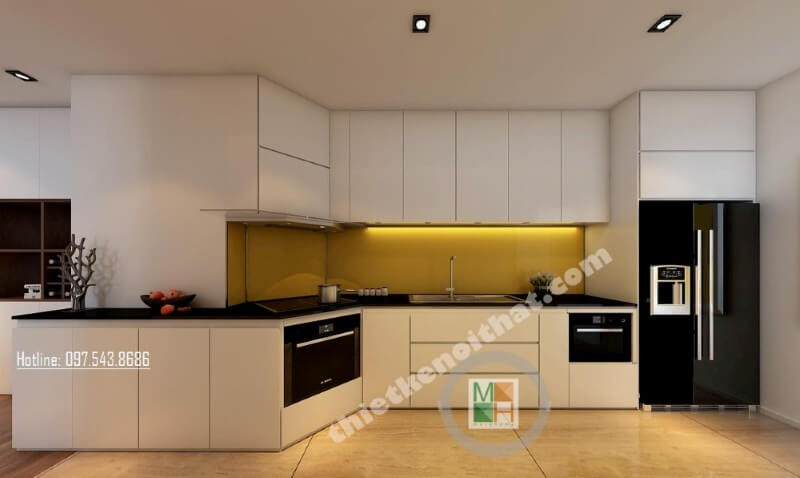 Sang trọng, lạ mắt với mẫu tủ bếp chung cư sang trọng Tủ bếp gỗ công nghiệp và tủ bếp acrylic