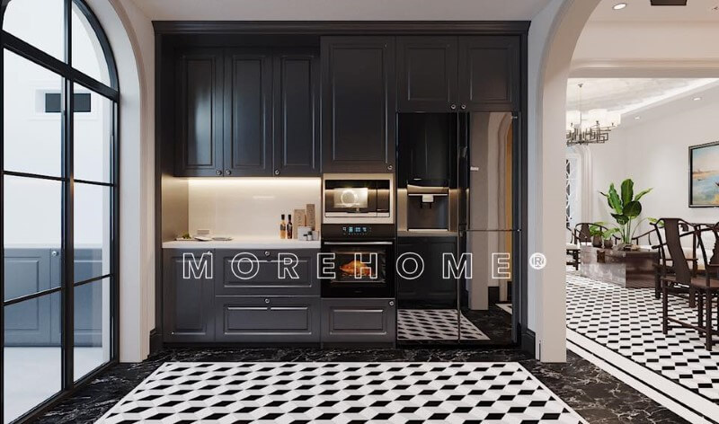 Mẫu tủ bếp gỗ tự nhiên cao cấp với thiết kế đơn giản cho phòng bếp ấm cúng Thiết kế phòng bếp, tủ bếp đẹp