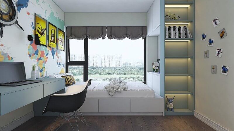 Nội thất phòng ngủ hiện đại và thông minh sẽ giúp tạo nên một không gian ngủ đầy thú vị cho bé.